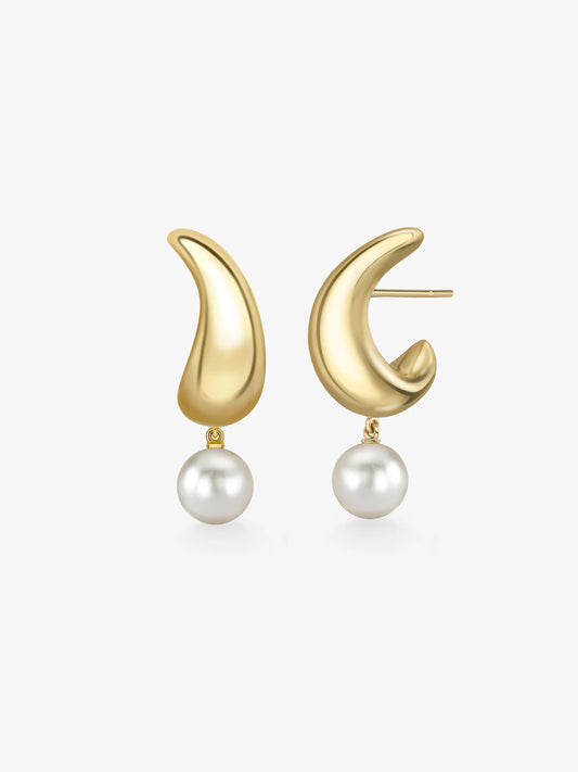 Rush Hour 'Til Late Yellow Gold Pearl Earrings View 2