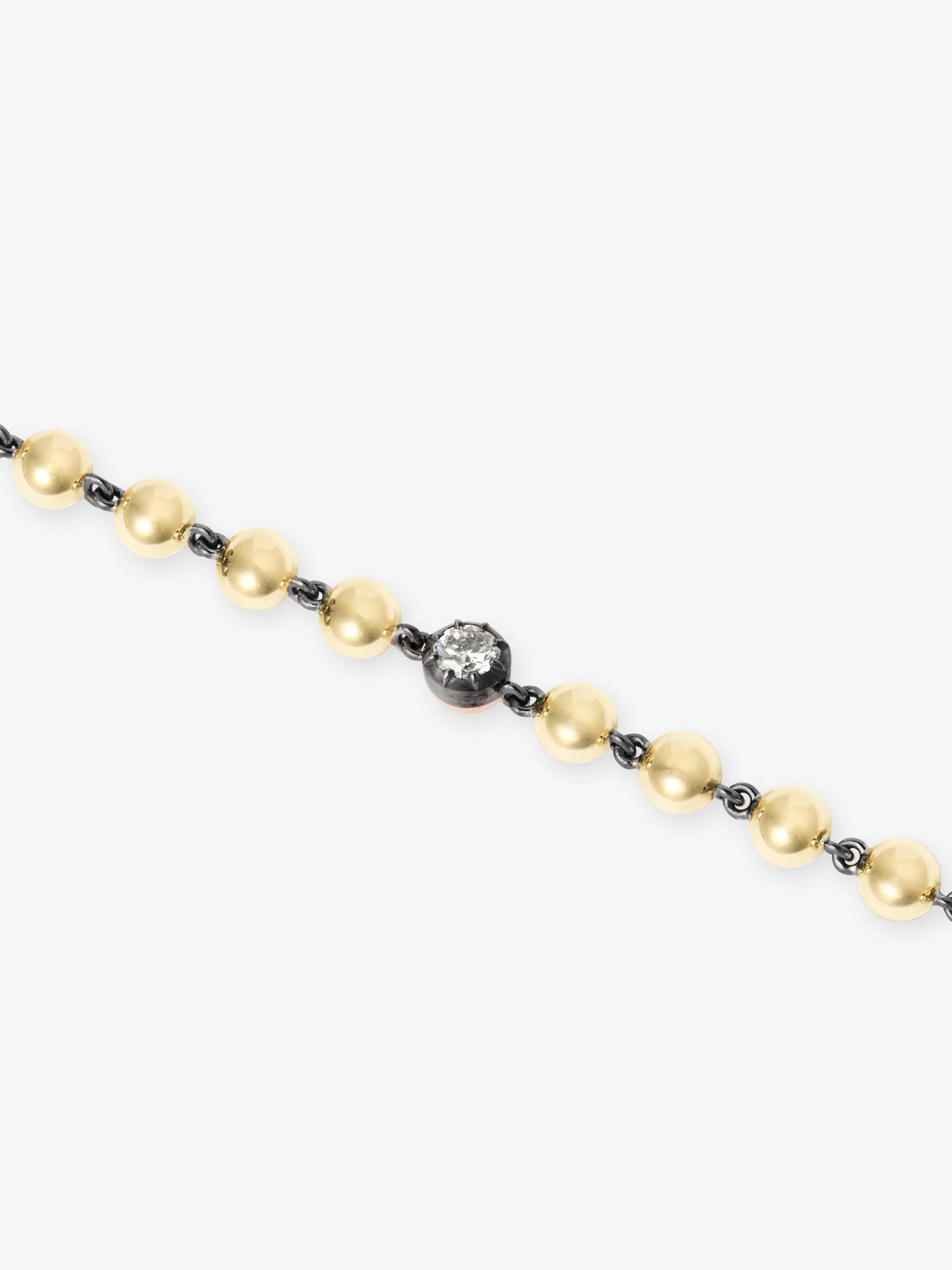 Ball n Chain Yellow Gold Diamond Bracelet View 2