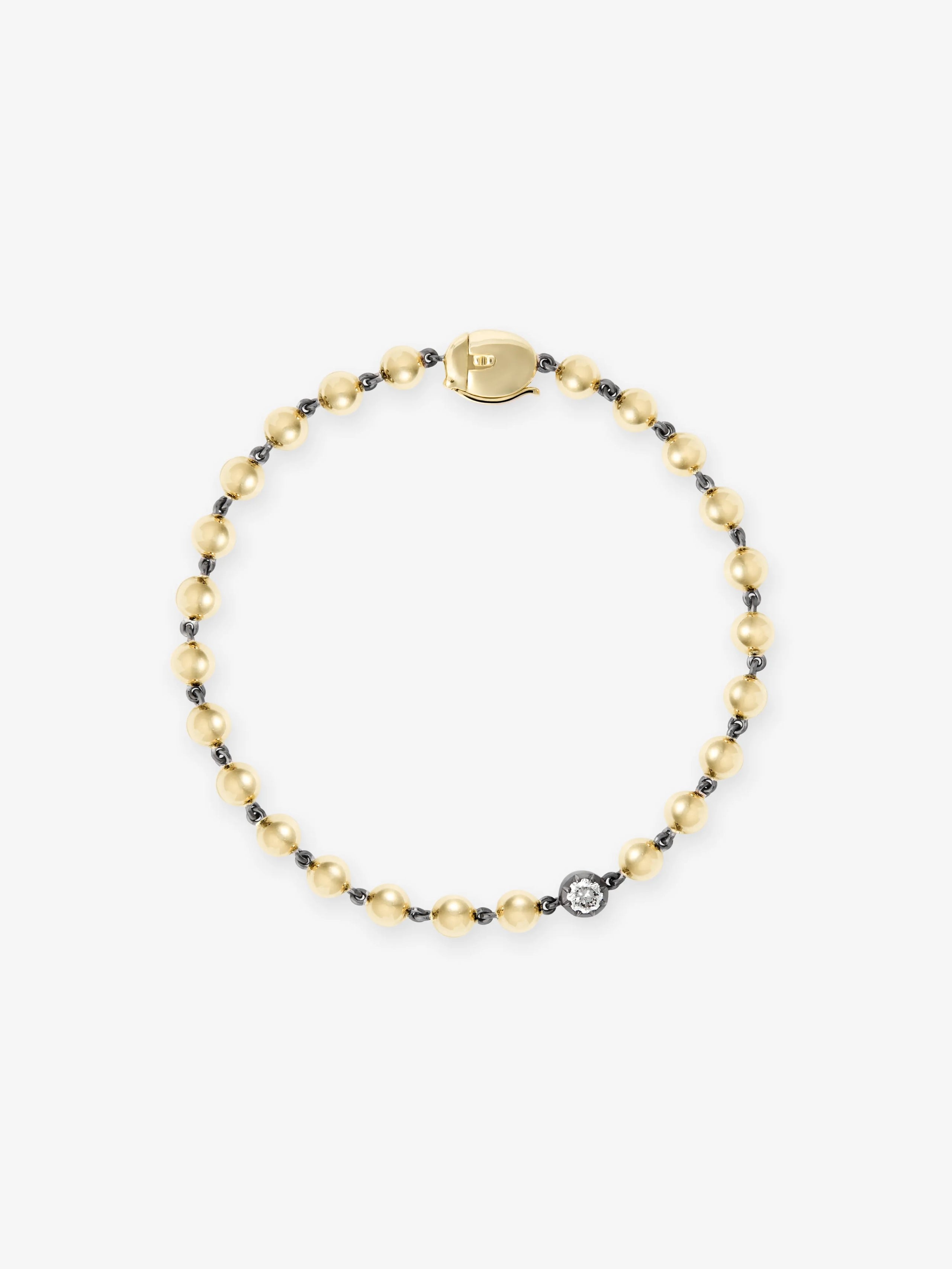 Ball n Chain Yellow Gold Diamond Bracelet View 1