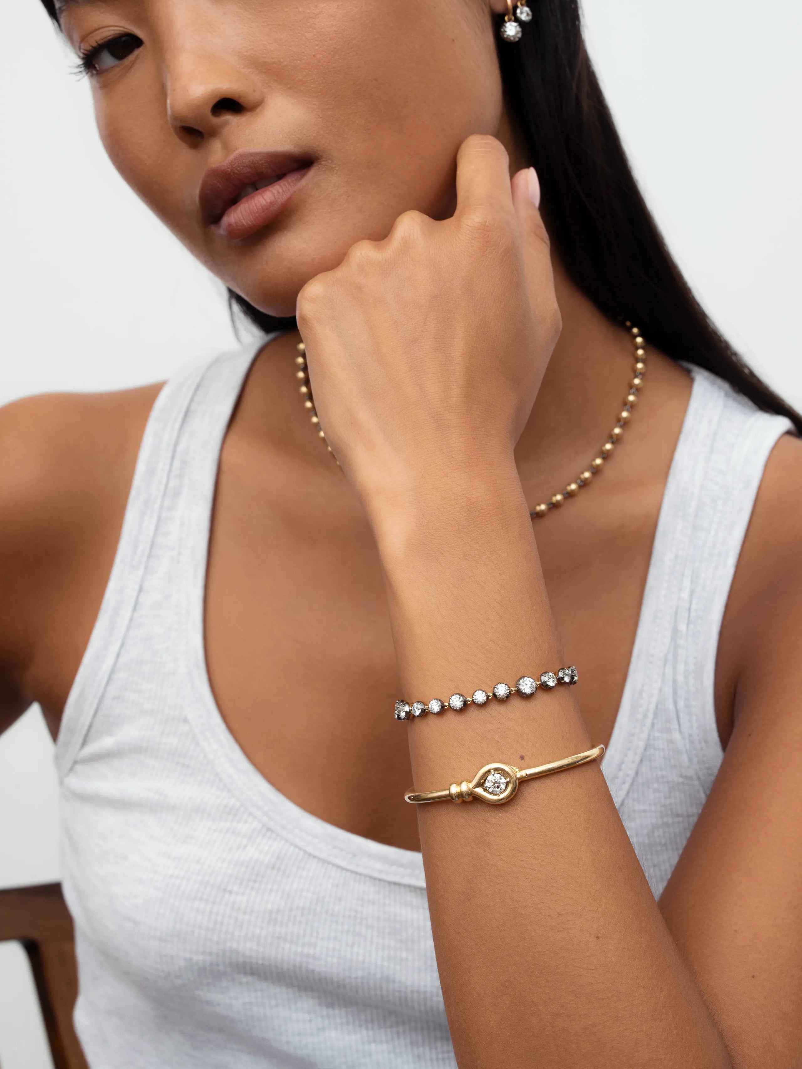 Signature Diamond Button Back Bracelet View 3