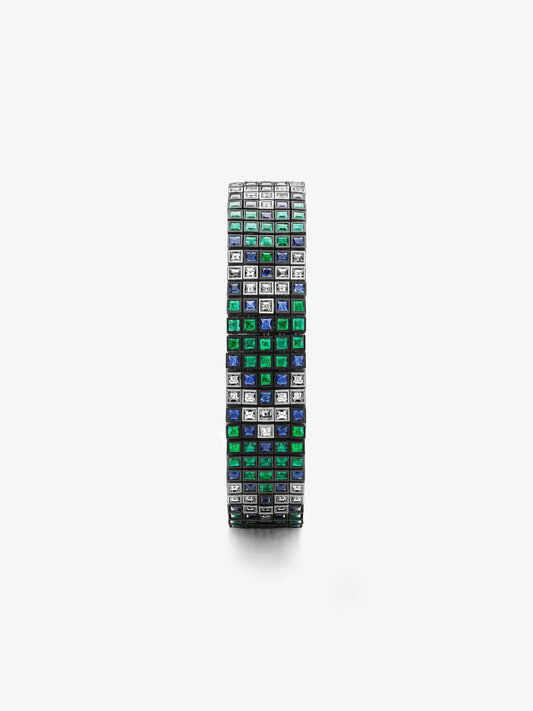 Tapestry Emerald, Diamond & Sapphire Chevron Bracelet View 2