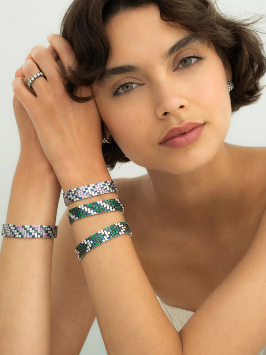 Tapestry Emerald, Diamond & Sapphire Chevron Bracelet View 3