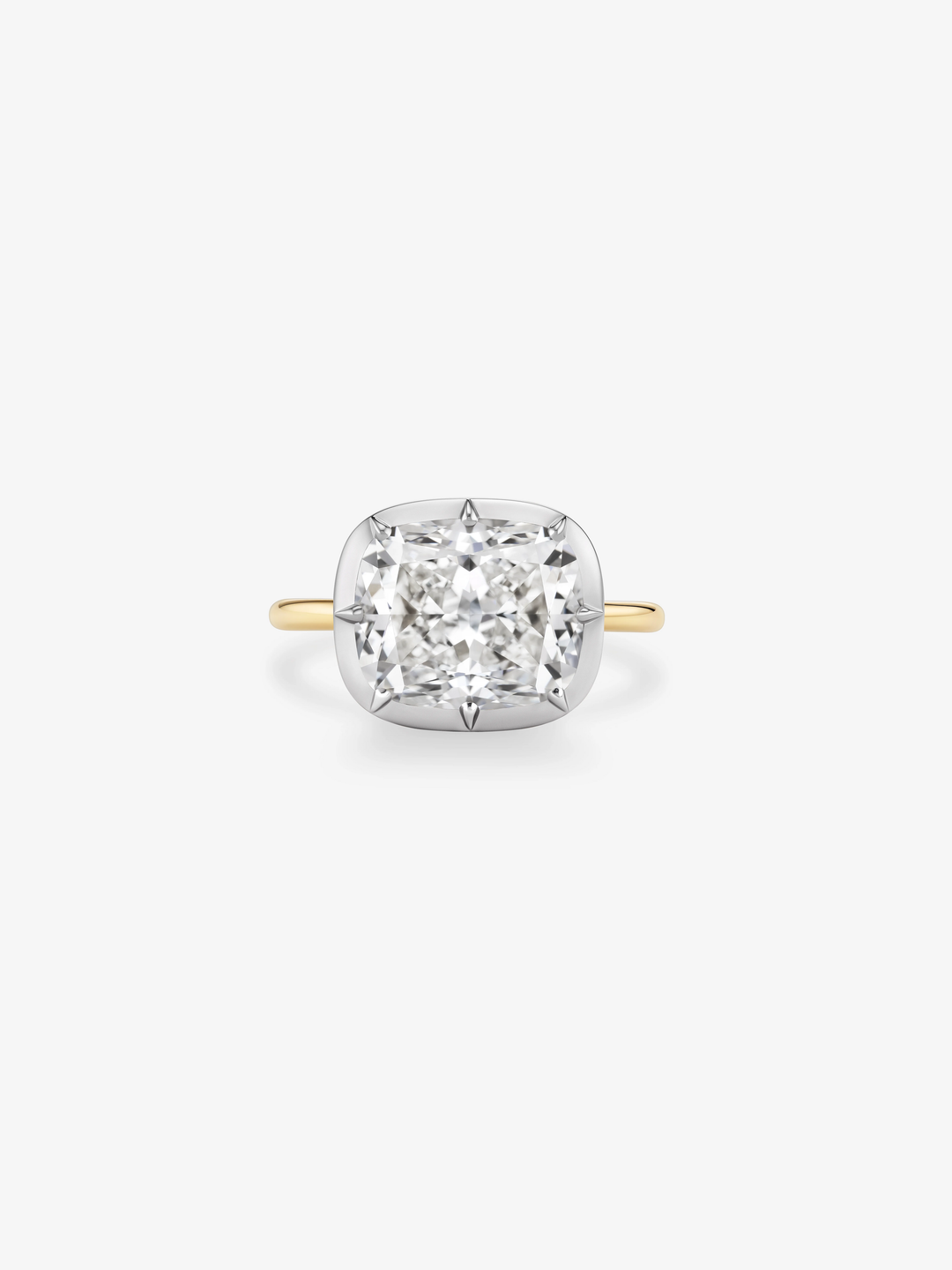 6.04ct East-West Cushion Diamond & White Gold Button Back Ring  View 1