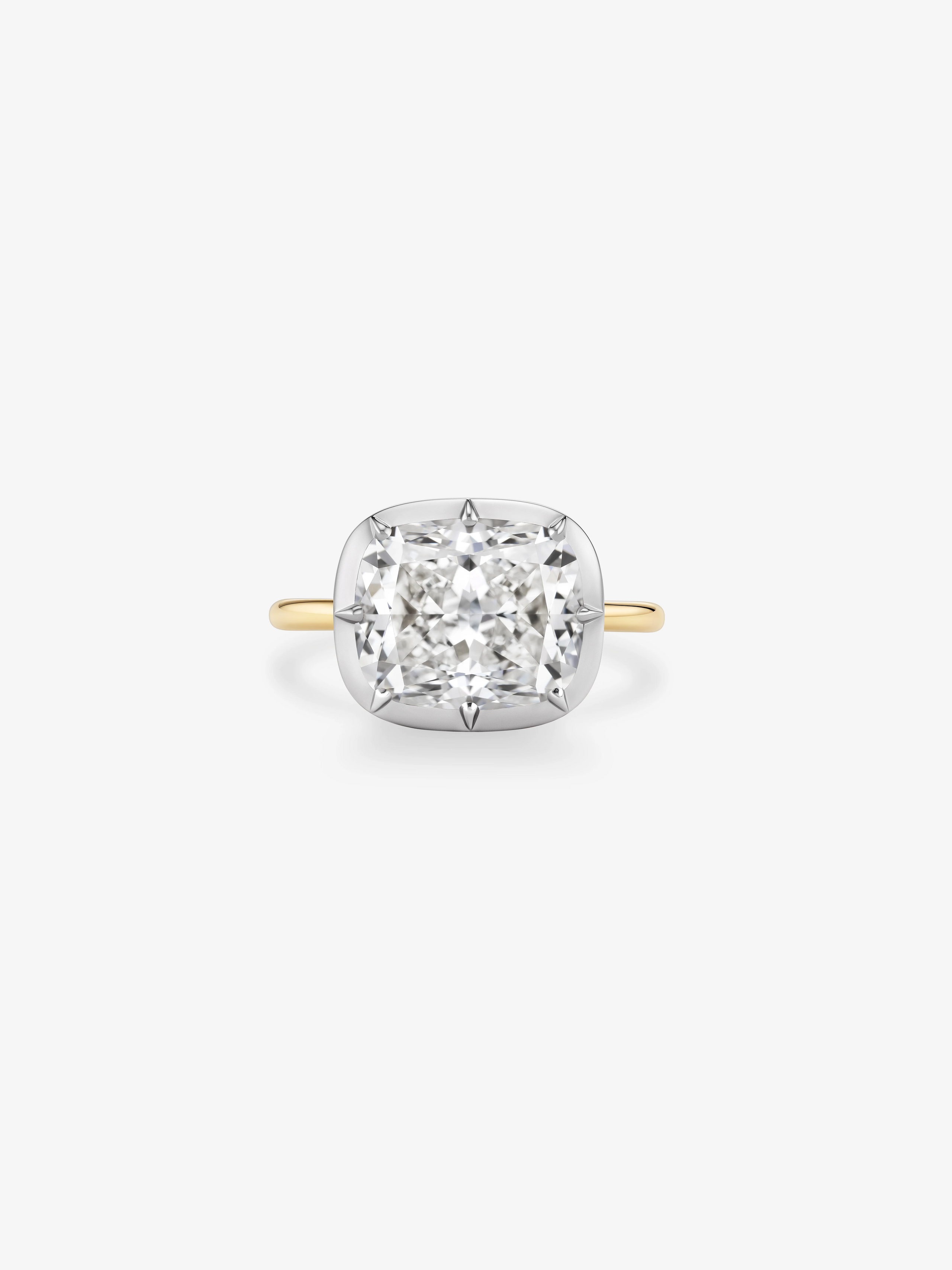 6.04ct East-West Cushion Diamond & White Gold Button Back Ring View 1