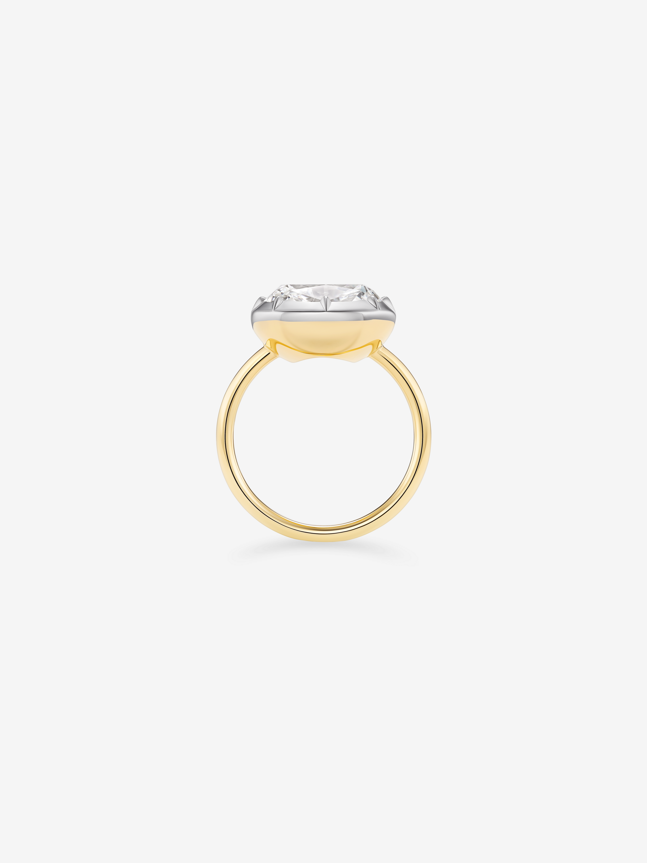 6.04ct East-West Cushion Diamond & White Gold Button Back Ring View 3