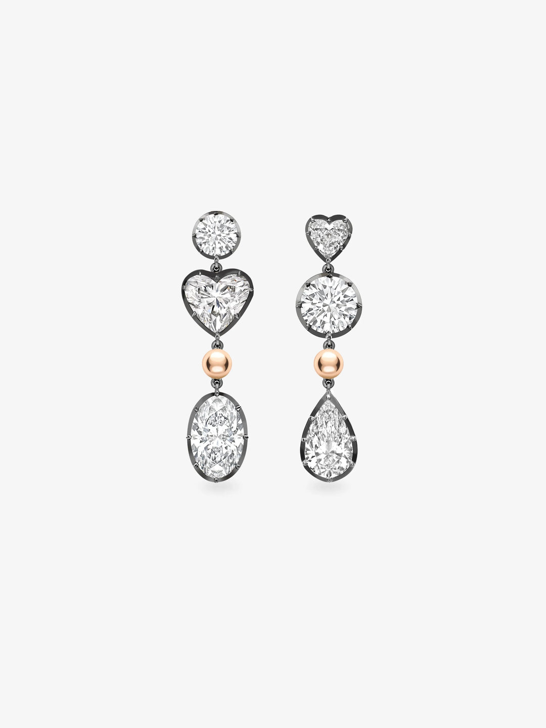 Ball n Chain Multi-shape Diamond Earrings  View 1