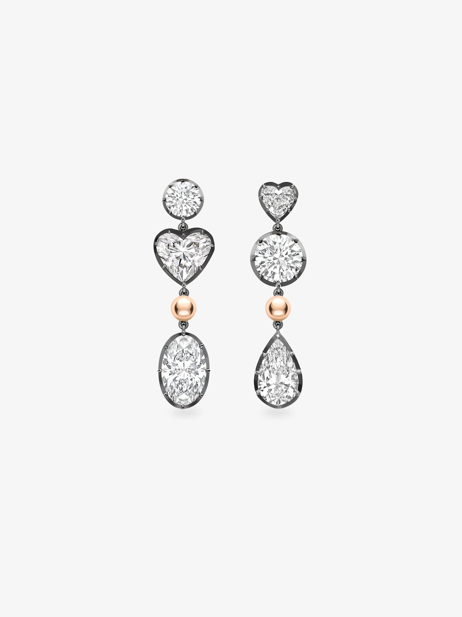 Ball n Chain Multi-shape Diamond Earrings View 1