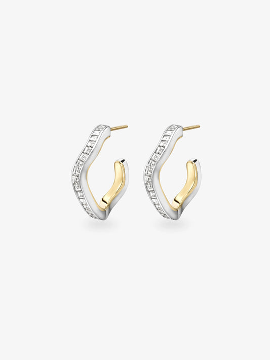 Carmela Carré-Cut Diamond & White Gold Spaghetti Hoop Earrings View 2