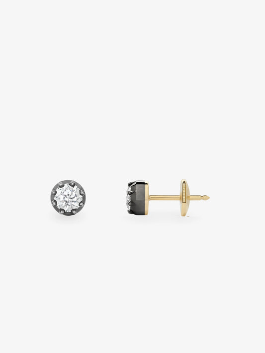 0.20ct Diamond & Blackened Gold Stud Earrings View 2