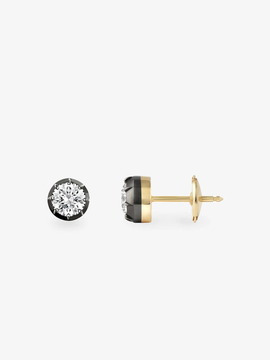 0.50ct Diamond & Blackened Gold Stud Earrings View 2