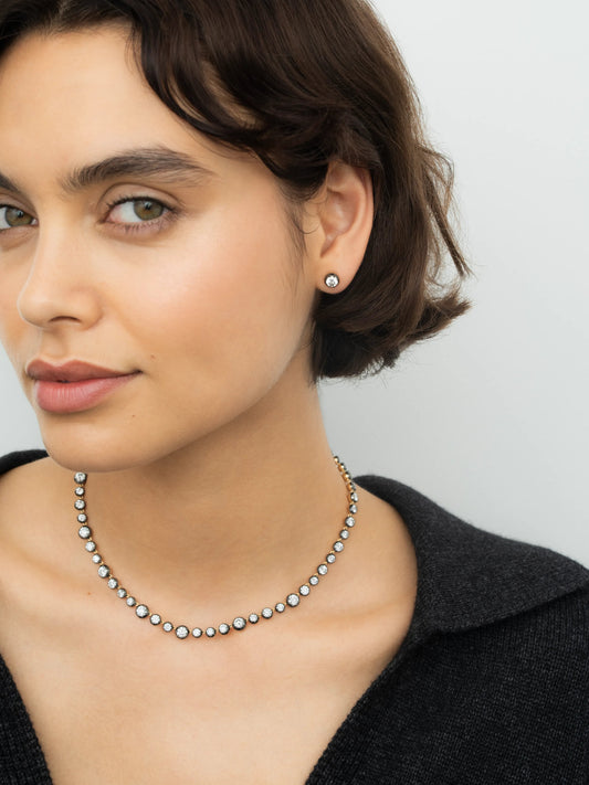 0.50ct Diamond & Blackened Gold Stud Earrings View 3