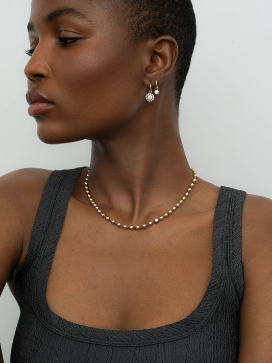 Daisy Diamond & Blackened Gold Gypset Hoop Earrings View 3