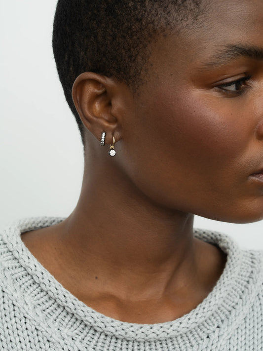 Diamond Huggie Hoops View 3