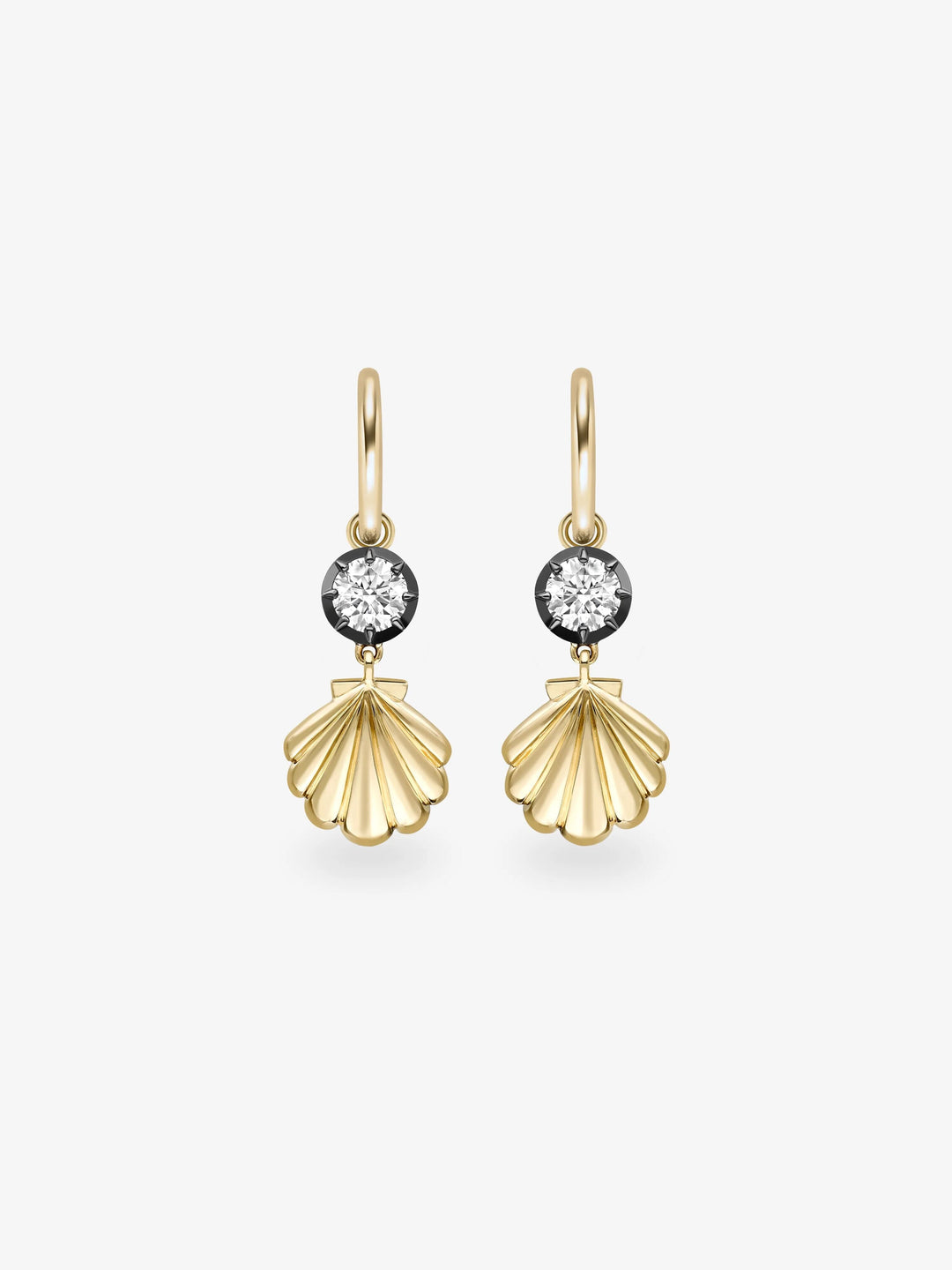 Beaches 0.40ct Diamond & Shell Gypset Hoop Earrings  View 1