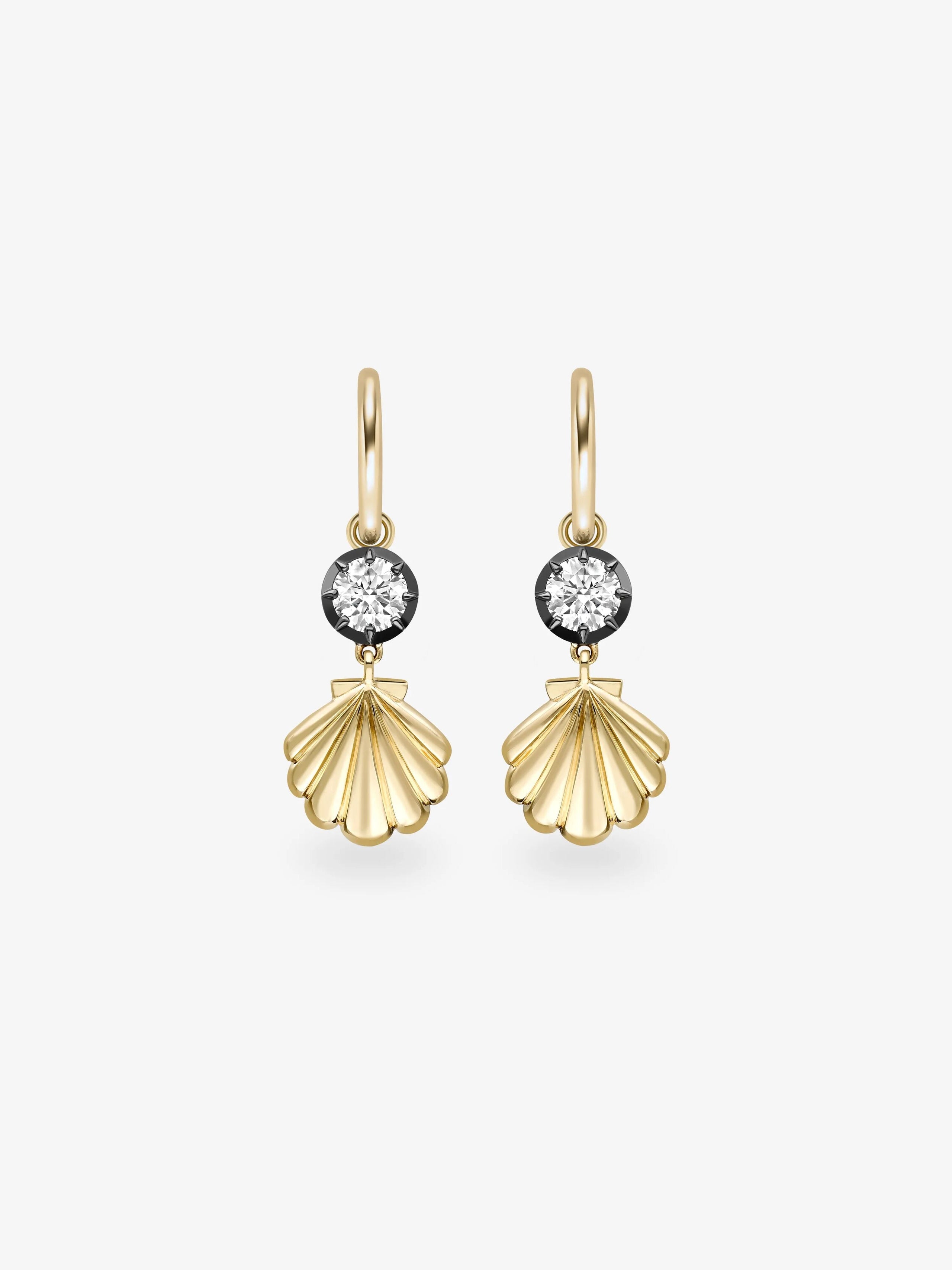 Beaches 0.40ct Diamond & Shell Gypset Hoop Earrings View 1