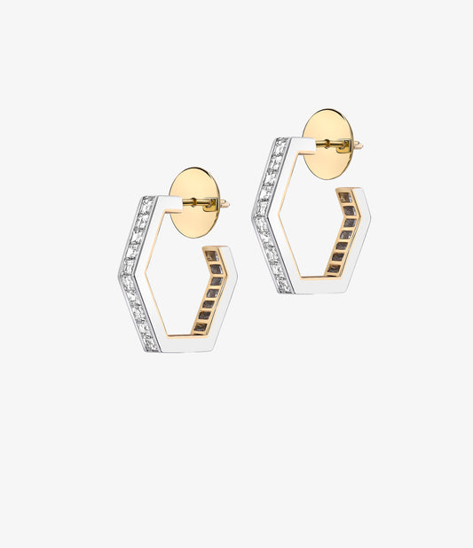 Hex Diamond Hoop Earrings View 2