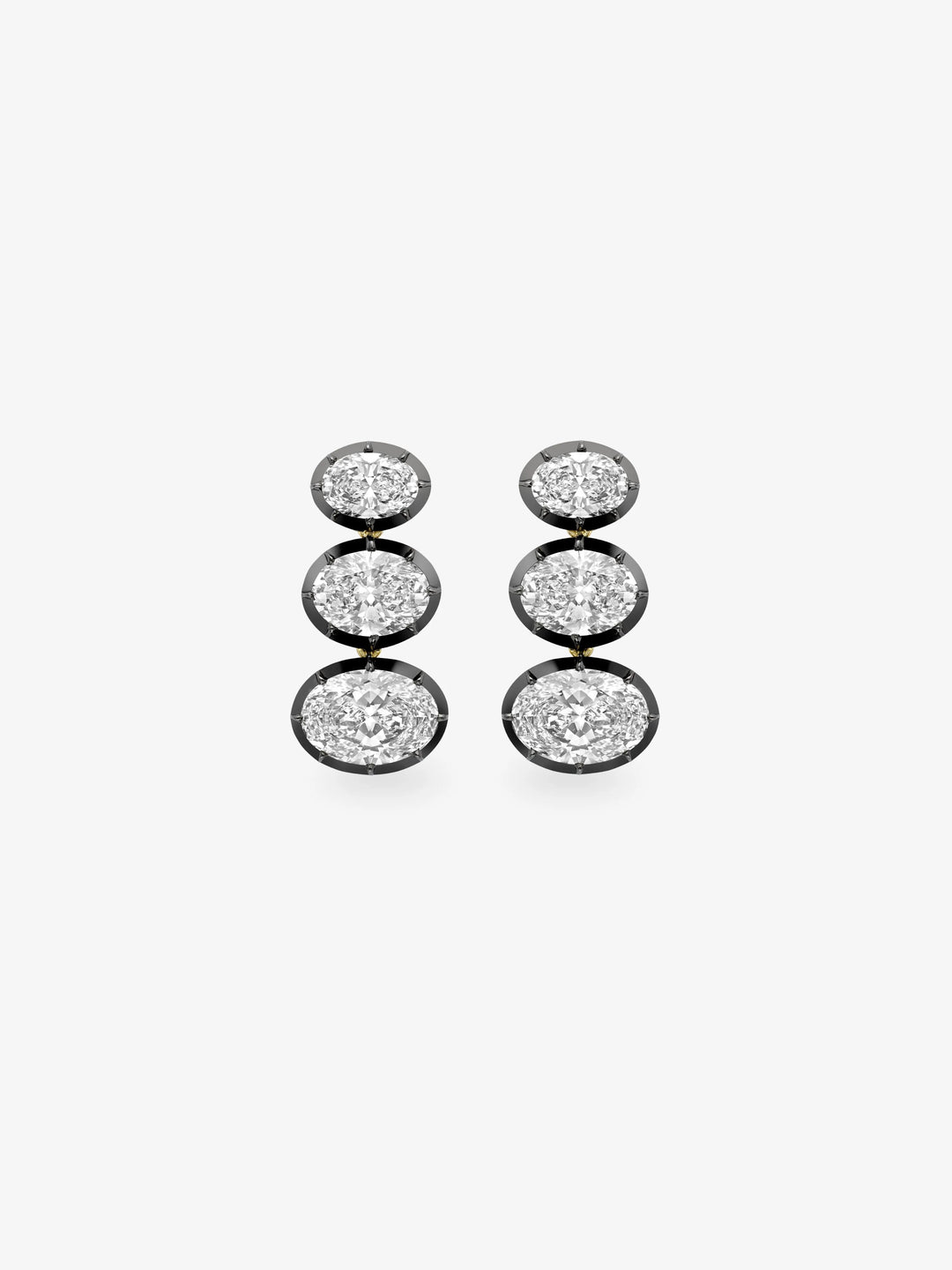 Stacked Oval Diamond Earrings  View 1
