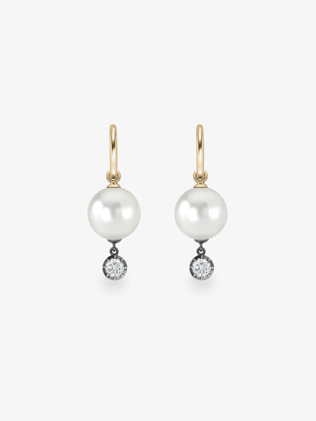0.20ct Pearl & Diamond Gypset Hoop Earrings  View 1