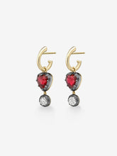 Heart-Shaped Ruby & Diamond Gypset Hoop Earrings