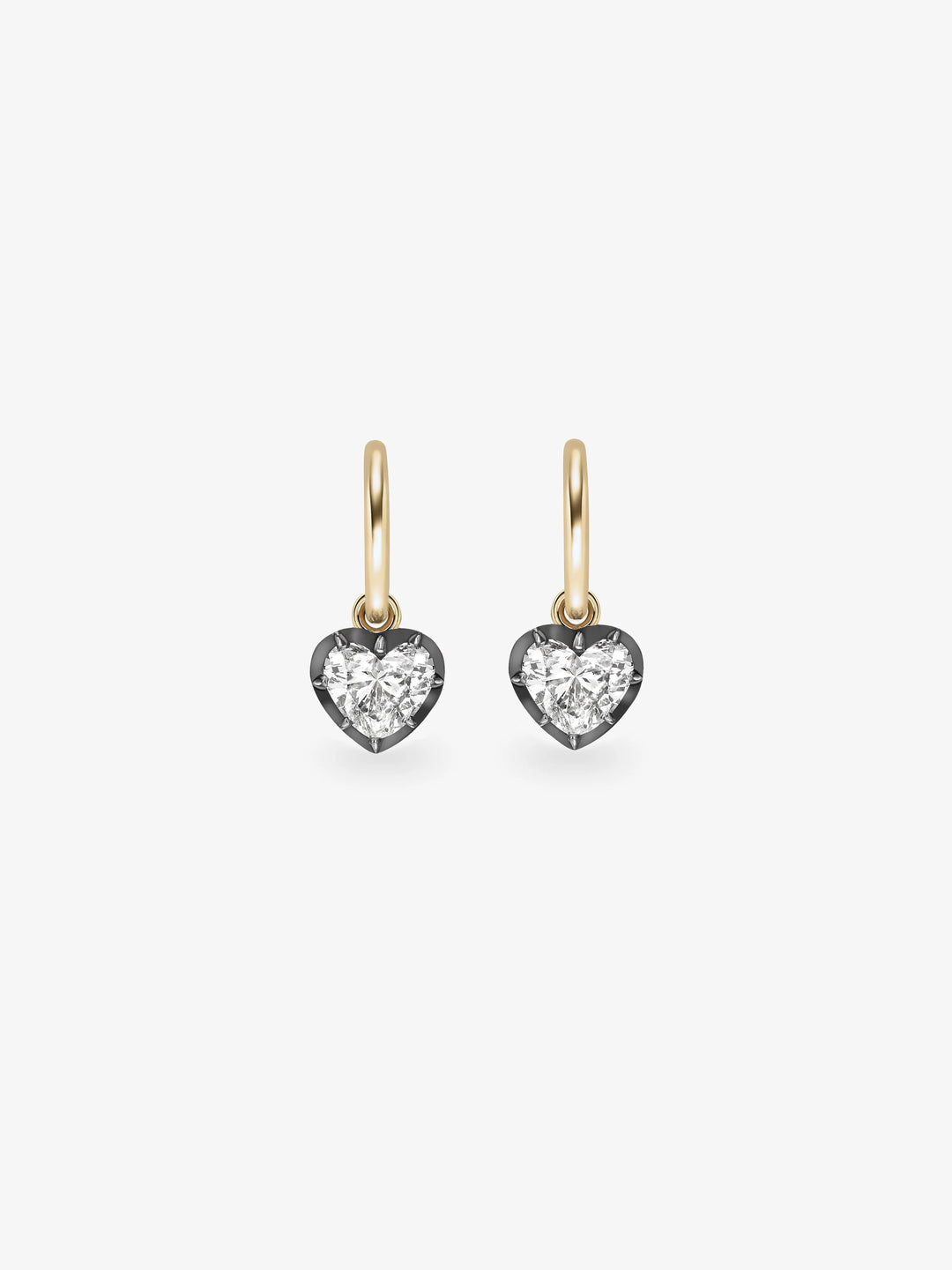 0.70ct Heart-Shaped Diamond & Blackened Gold Gypset Hoop Earrings  View 1