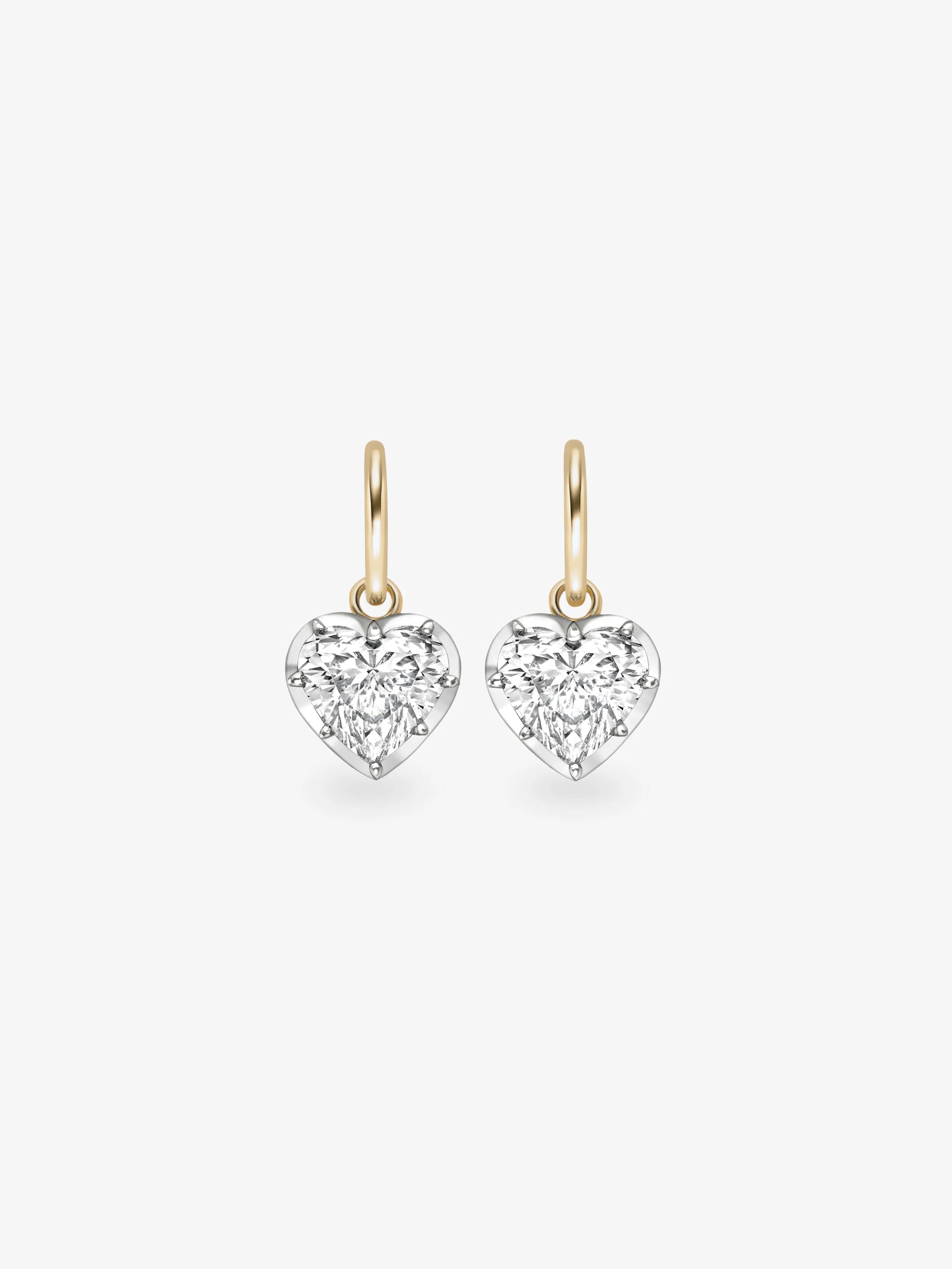 2ct Heart-Shaped Diamond & White Gold Gypset Hoop Earrings View 1