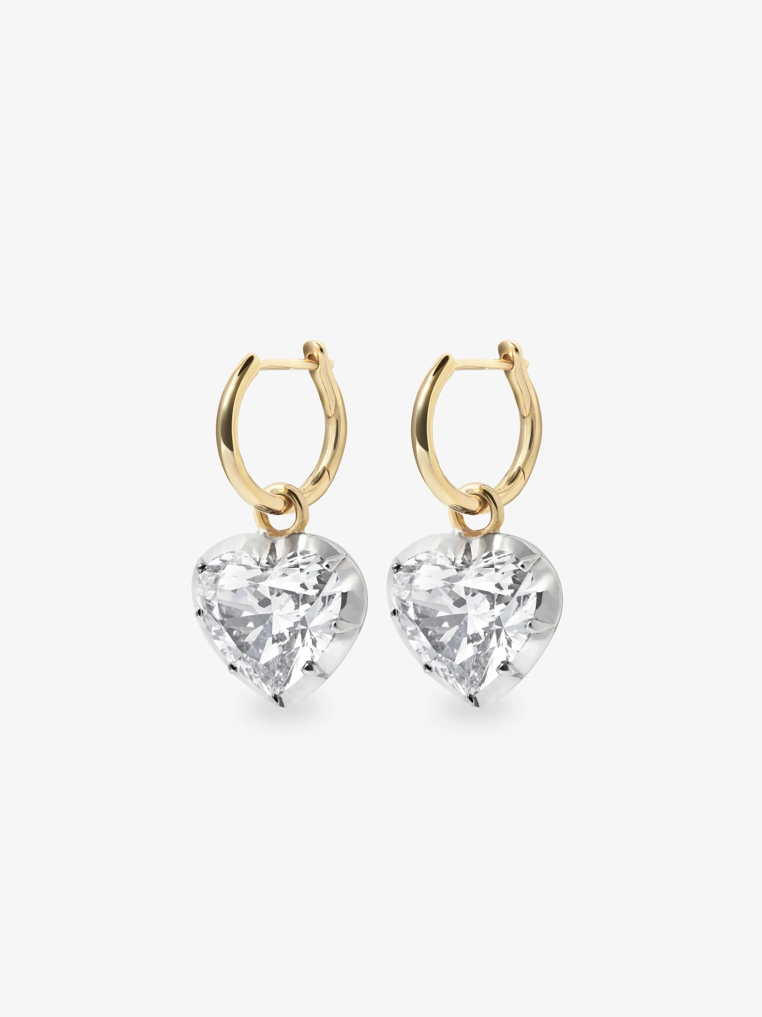 2ct Heart-Shaped Diamond & White Gold Gypset Hoop Earrings View 2
