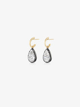 5.03ct Pear-Shaped Diamond & Blackened Gold Gypset Hoop Earrings