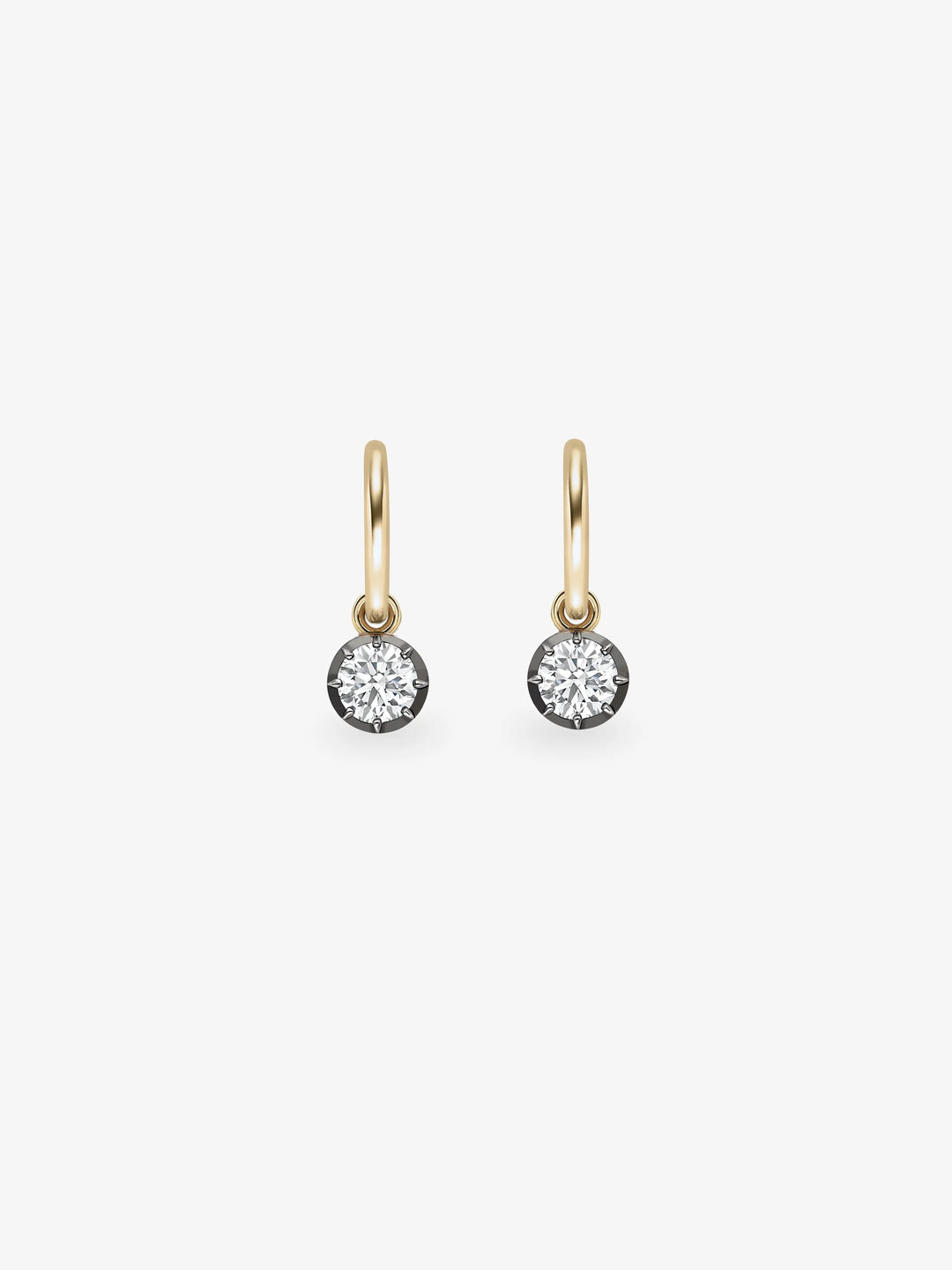 0.40ct Diamond & Blackened Gold Gypset Hoop Earrings  View 1
