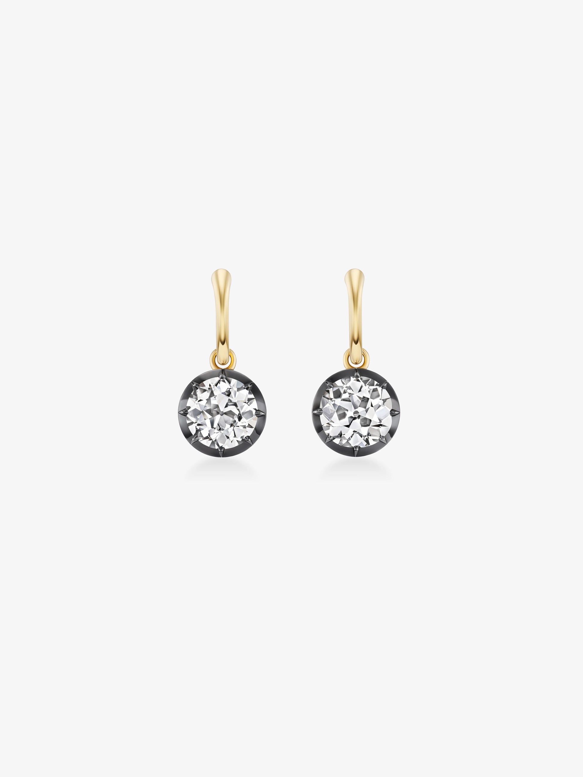 3.53ct Diamond & Blackened Gold Gypset Hoop Earrings View 1