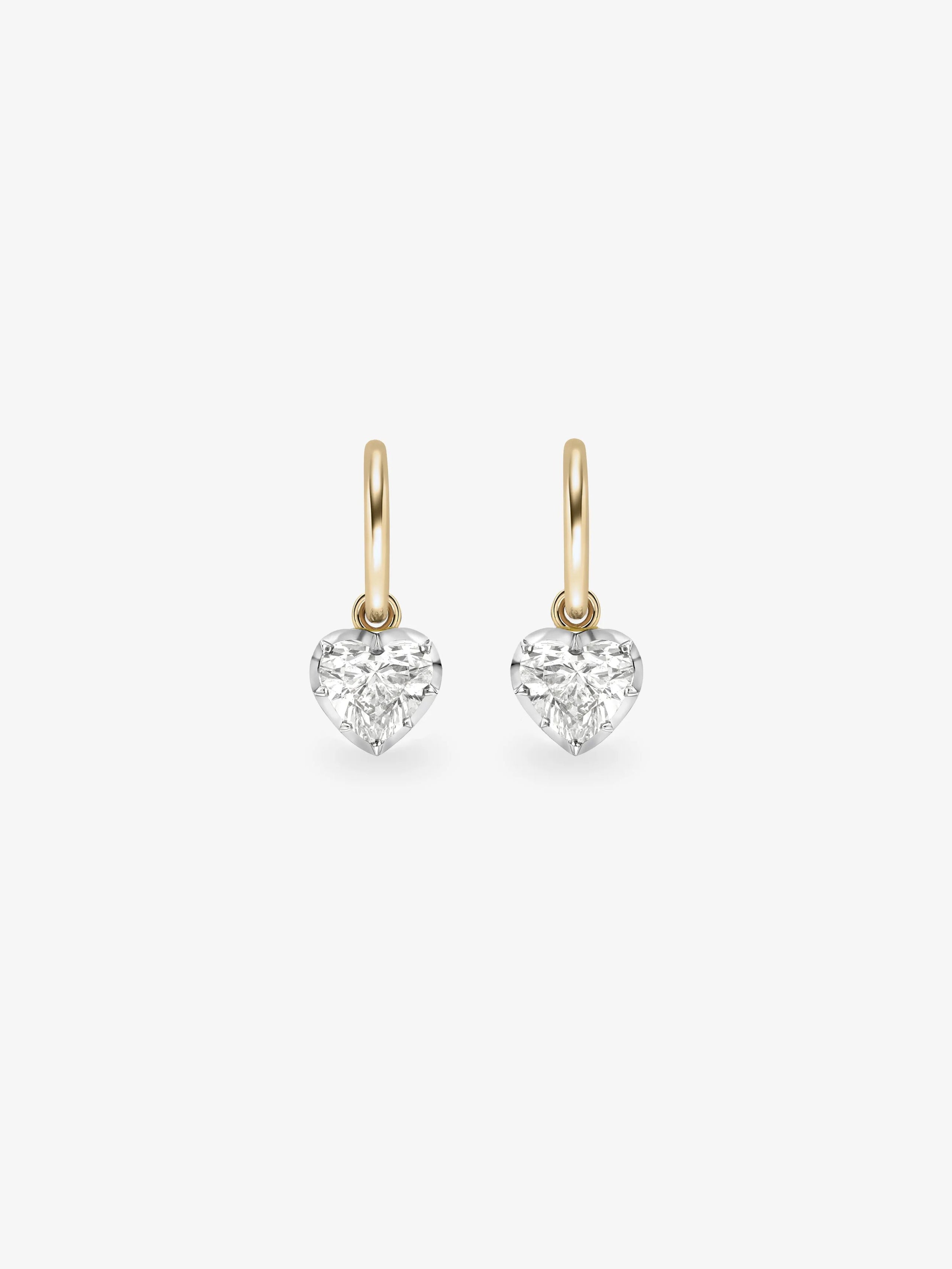 0.70ct Heart-Shaped Diamond & White Gold Gypset Hoop Earrings View 1