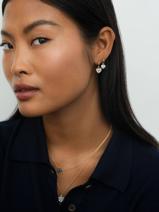 1.50ct Heart-Shaped Diamond & White Gold Gypset Hoop Earrings View 3