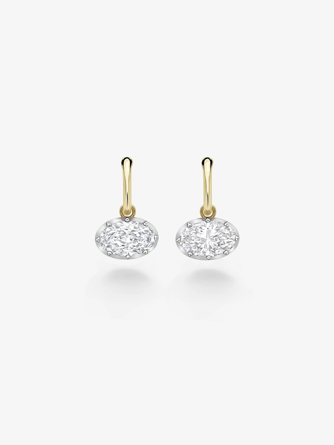 3ct Oval Diamond & White Gold Gypset Hoop Earrings  View 1