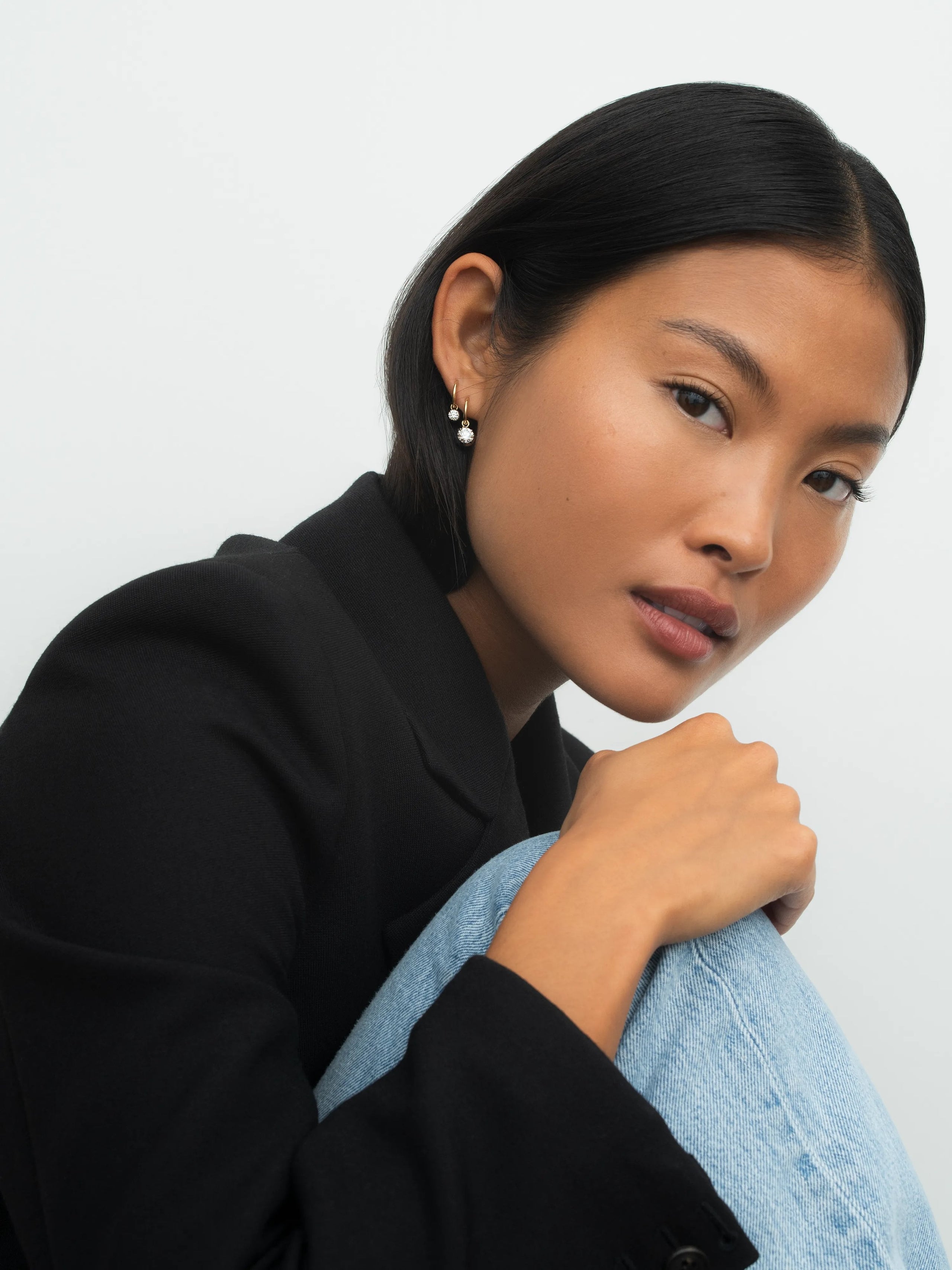 0.40ct Diamond & White Gold Gypset Hoop Earrings View 3