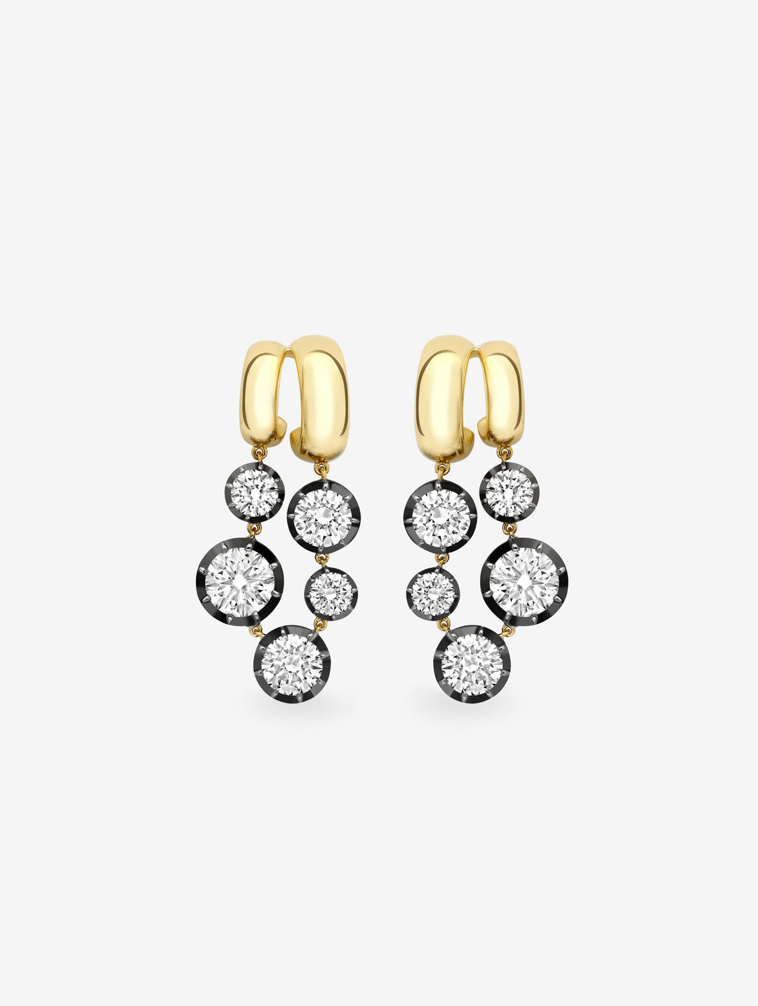 Solar Diamond & Blackened Gold Gypset Earrings  View 1