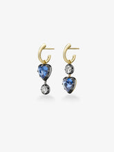 Asymmetric Heart-Shaped Sapphire & Diamond Gypset Hoop Earrings