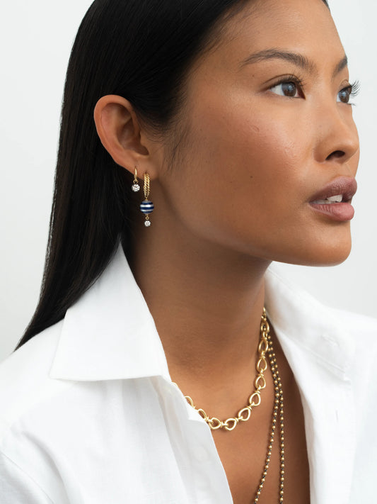 Hello Sailor Rope & Pearl Hoop Earrings View 3