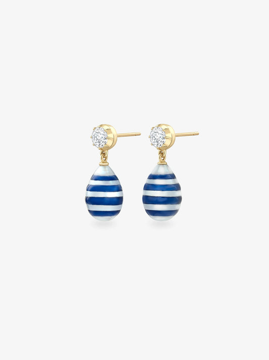 Hello Sailor Breton Pearl & Diamond Earrings View 2