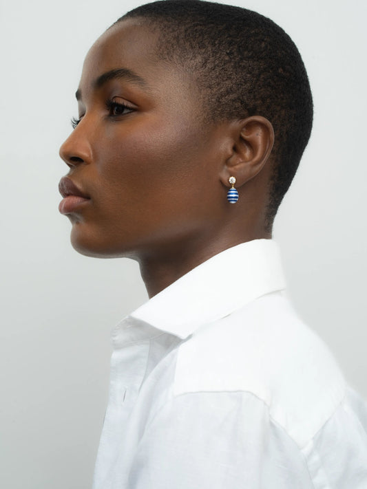 Hello Sailor Breton Pearl & Diamond Earrings View 3