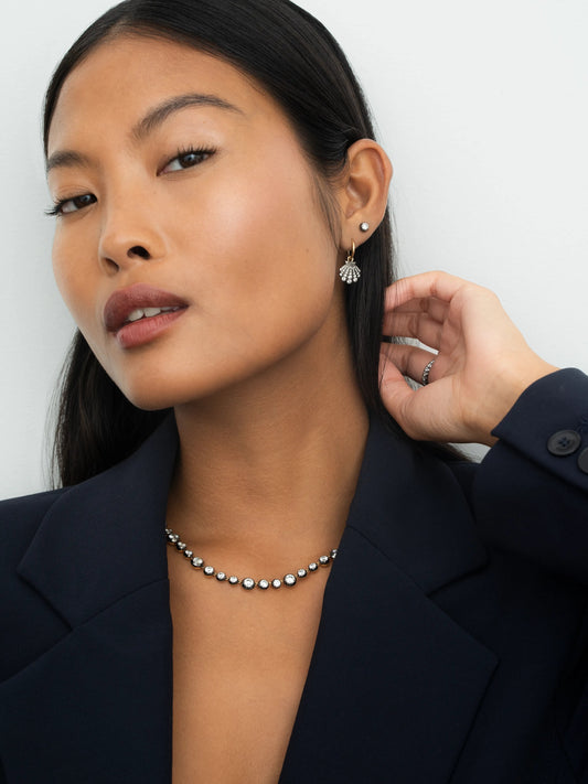 0.20ct Diamond & Blackened Gold Stud Earrings View 3