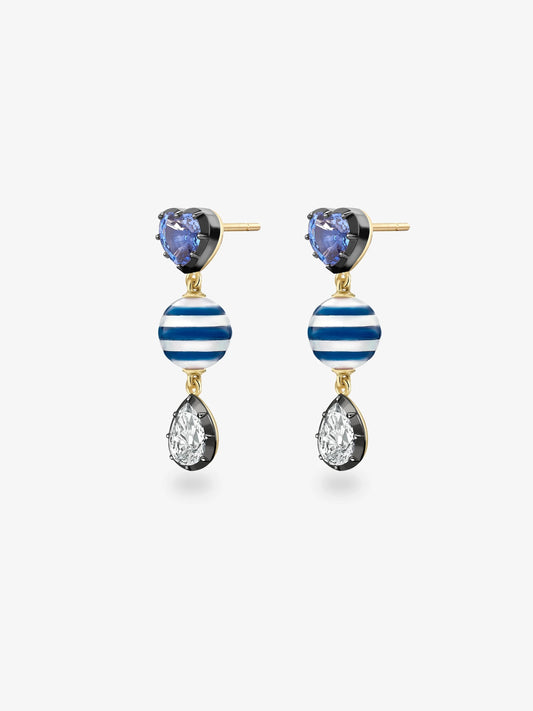 Hello Sailor You're My Anchor Sapphire, Pearl & Diamond Earrings View 2