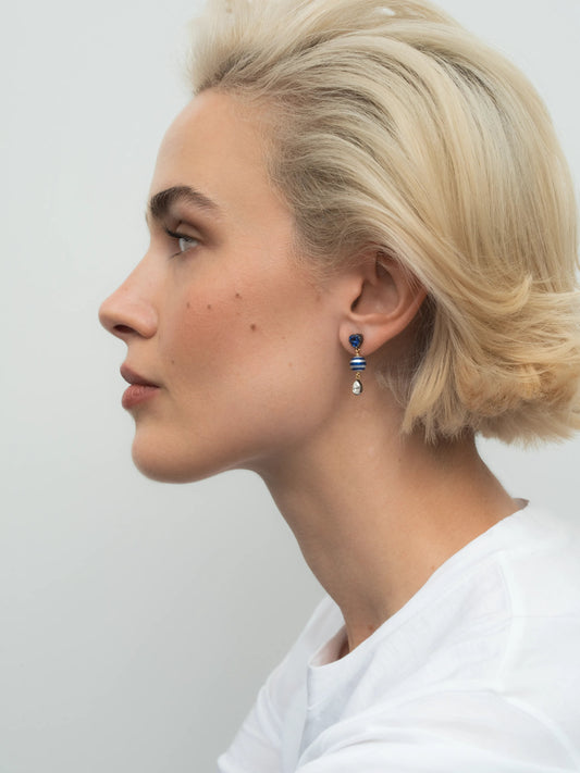 Hello Sailor You're My Anchor Sapphire, Pearl & Diamond Earrings View 3