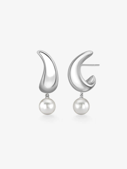 Rush Hour 'Til Late White Gold Pearl Earrings View 2