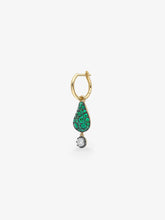 Fruit Salad Emerald Prickly Pear & Diamond Single Gypset Hoop Earring