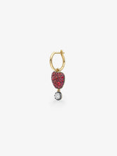 Fruit Salad Ruby Apple & Diamond Single Gypset Hoop Earring