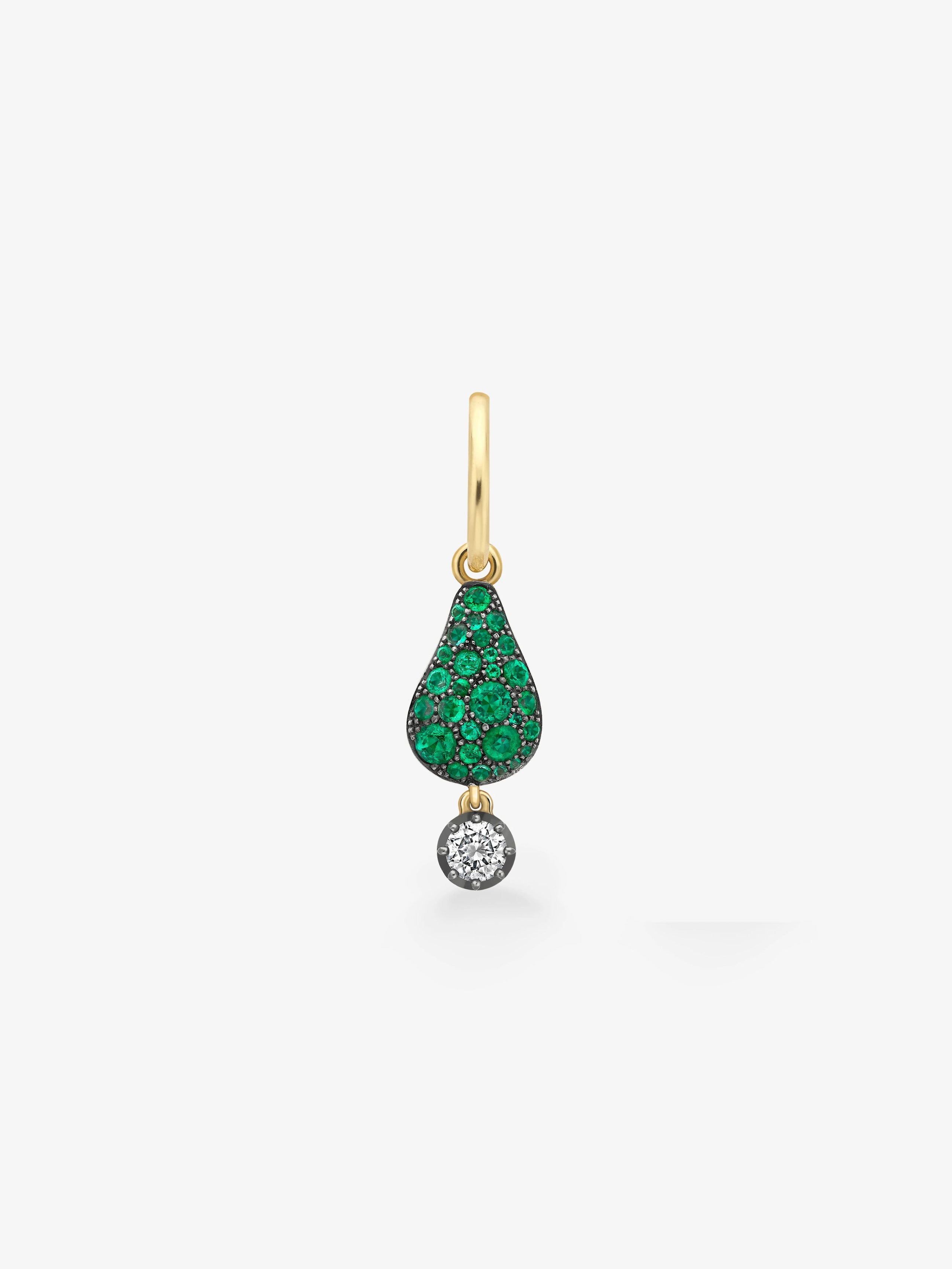 Fruit Salad Emerald Prickly Pear & Diamond Single Gypset Hoop Earring View 1