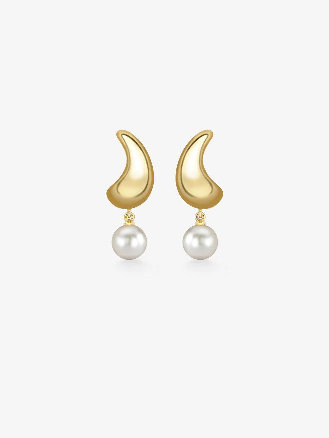 Rush Hour Small 'Til Late Yellow Gold Pearl Earrings  View 1