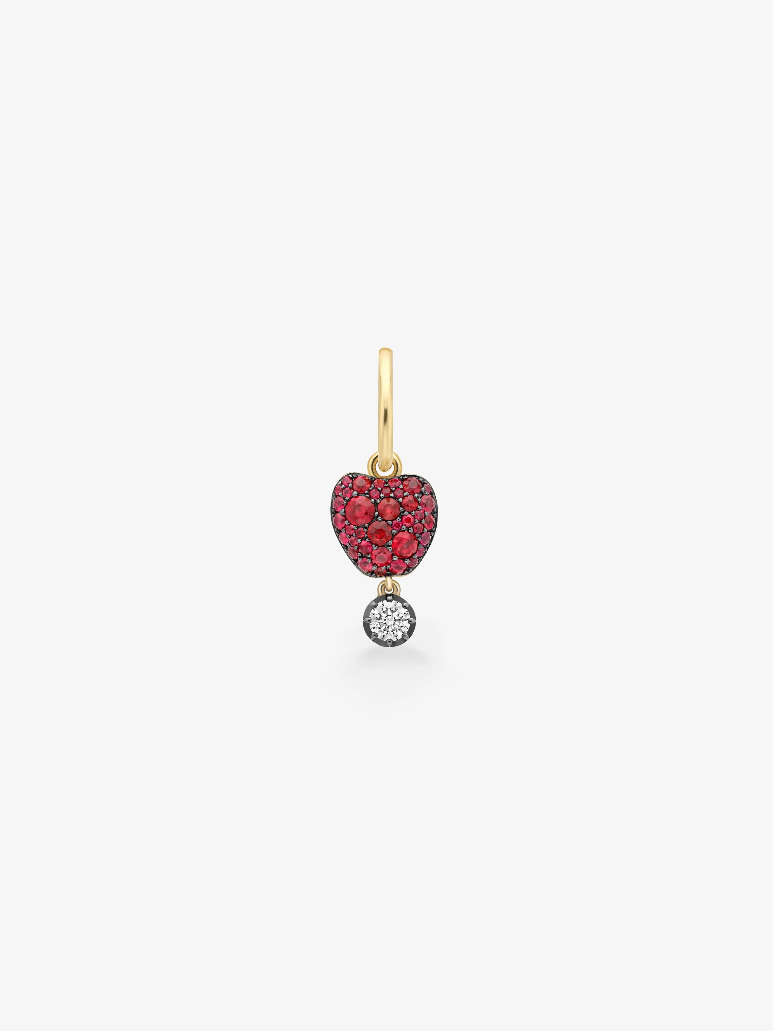 Fruit Salad Ruby Apple & Diamond Single Gypset Hoop Earring View 1