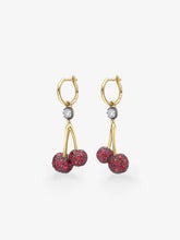 Fruit Salad Ruby Cherries & Diamond Gypset Hoop Earrings
