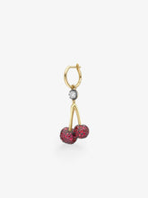 Fruit Salad Ruby Cherries & Diamond Single Gypset Hoop Earring