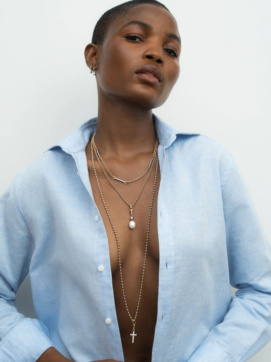 Micro Ball n Chain Rose Gold 36" Necklace View 3